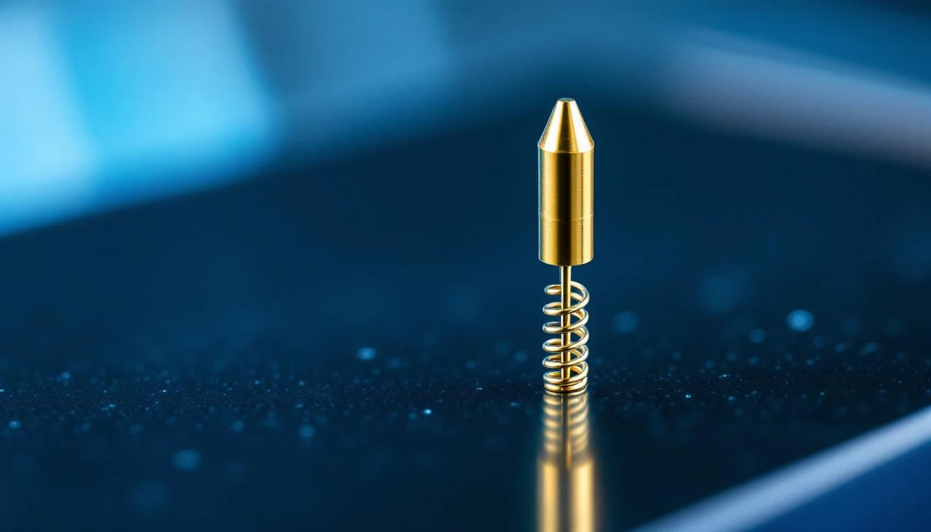 포고핀 매크로 — 금도금 팁과 내부 스프링의 미시 구조