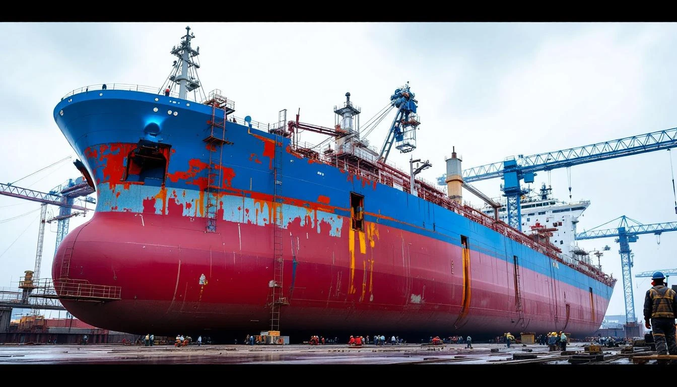 전남 영암 HD현대삼호 조선소 — VLCC(초대형 유조선) 건조 장면