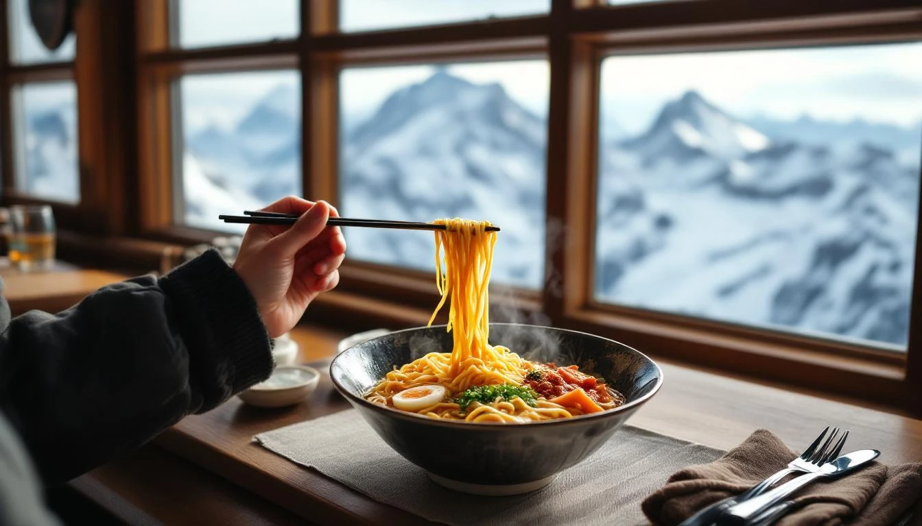 융프라우 정상의 신라면