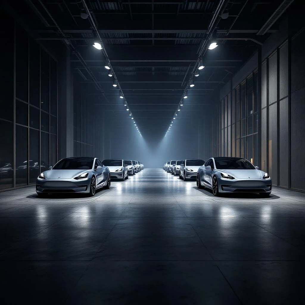 텅 빈 Tesla 쇼룸 — 수요 둔화의 상징