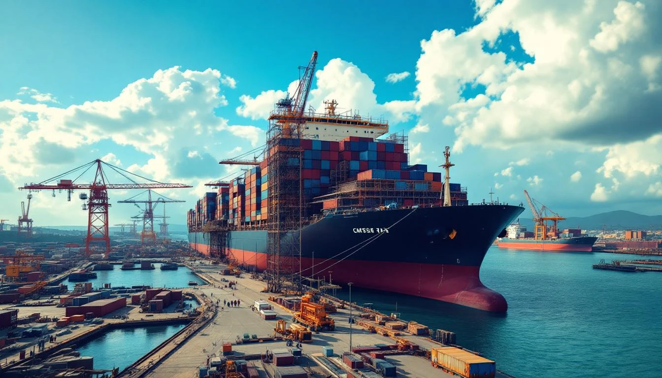 한화오션 조선소 — 대형 선박 건조 현장