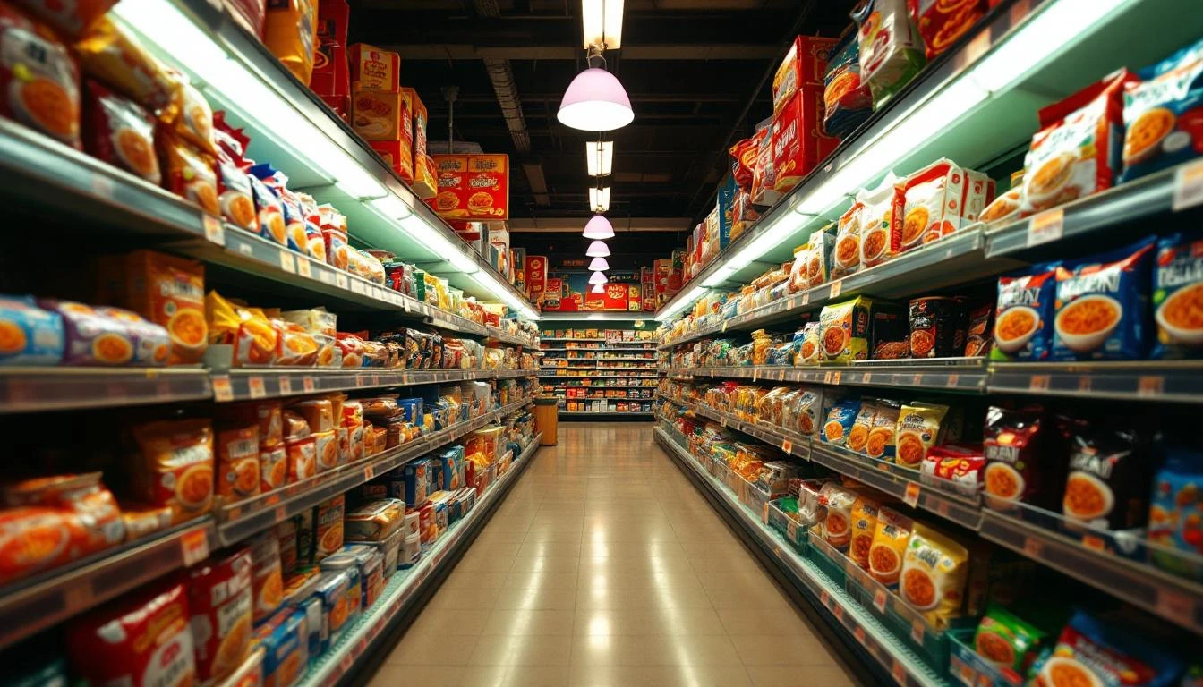 마트 라면 진열대 — 대형마트 40% 특약점 39%가 채널의 80%를 차지하는 오뚜기의 유통 구조