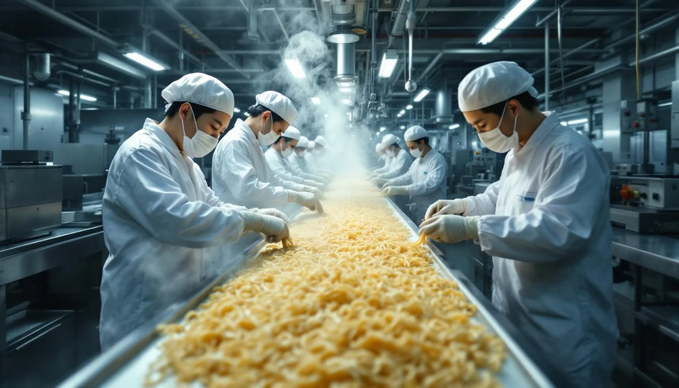 오뚜기 라면 생산 공장 — 원재료비 84%의 고원가율 구조 속에서 진라면·참깨라면을 찍어내는 국내 식품 제조 현장