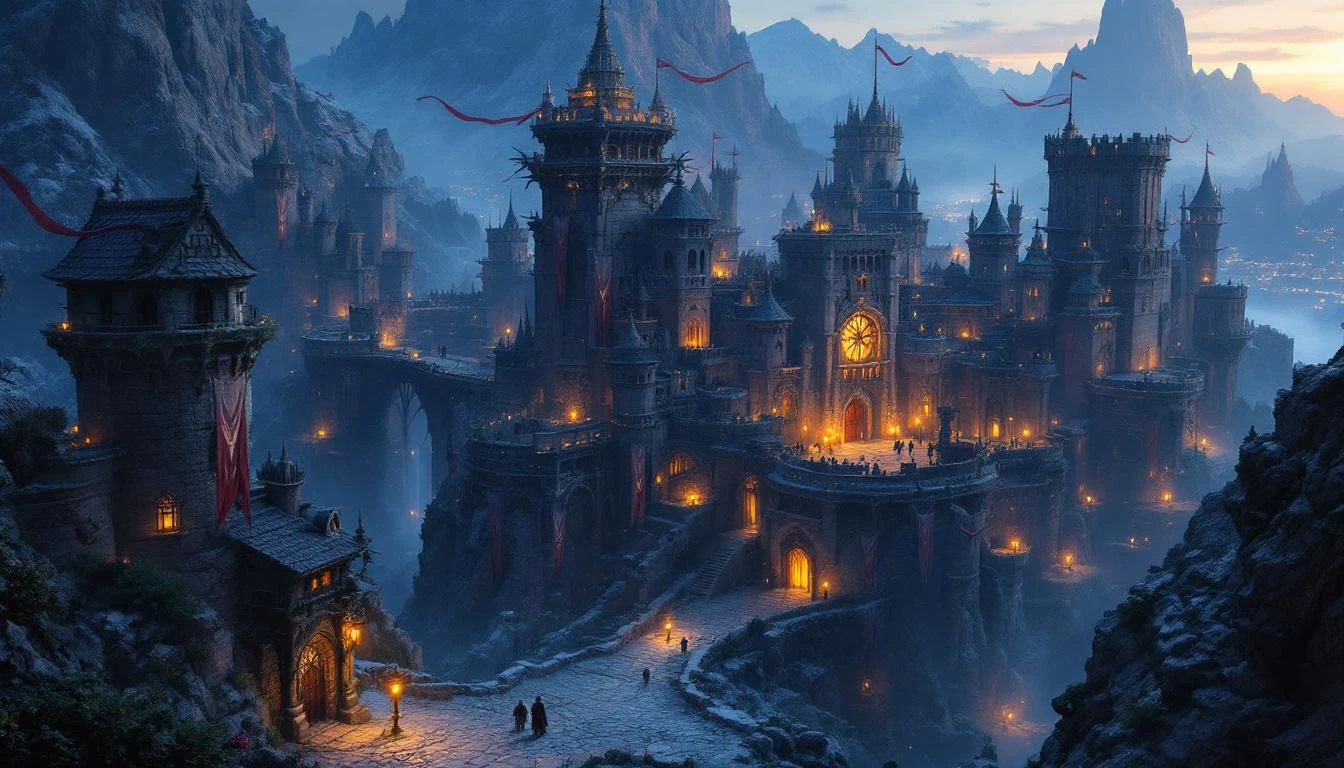 검은사막 풍 판타지 도시 풍경 — MMORPG 의 광역 오픈월드