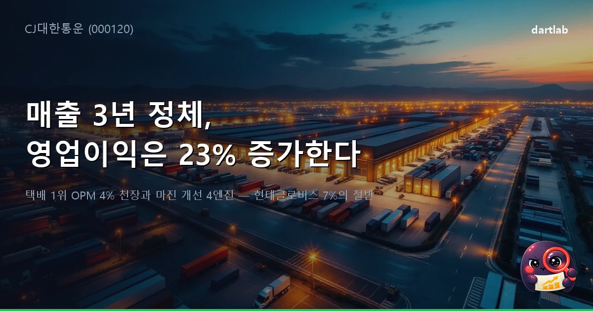 CJ대한통운 (000120) — 매출 3년 정체, 영업이익은 23% 증가한다