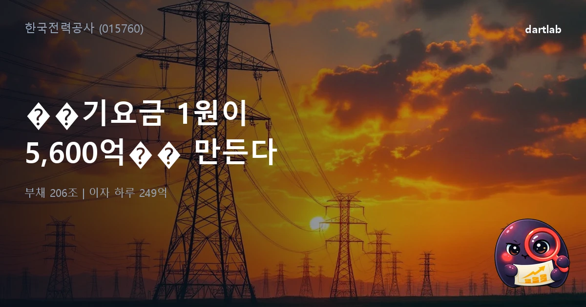 한국전력 — 전기요금 1원이 5,600억을 만드는 회사