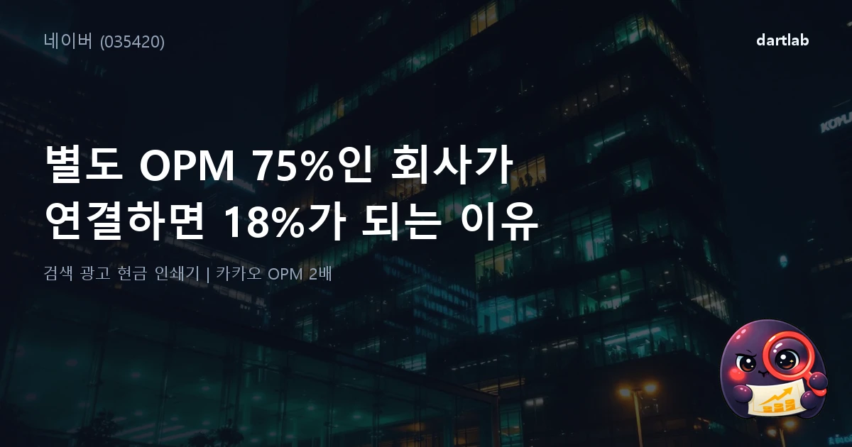 네이버 (035420) — 별도 영업이익률 75%인 회사가 연결하면 18%가 되는 이유