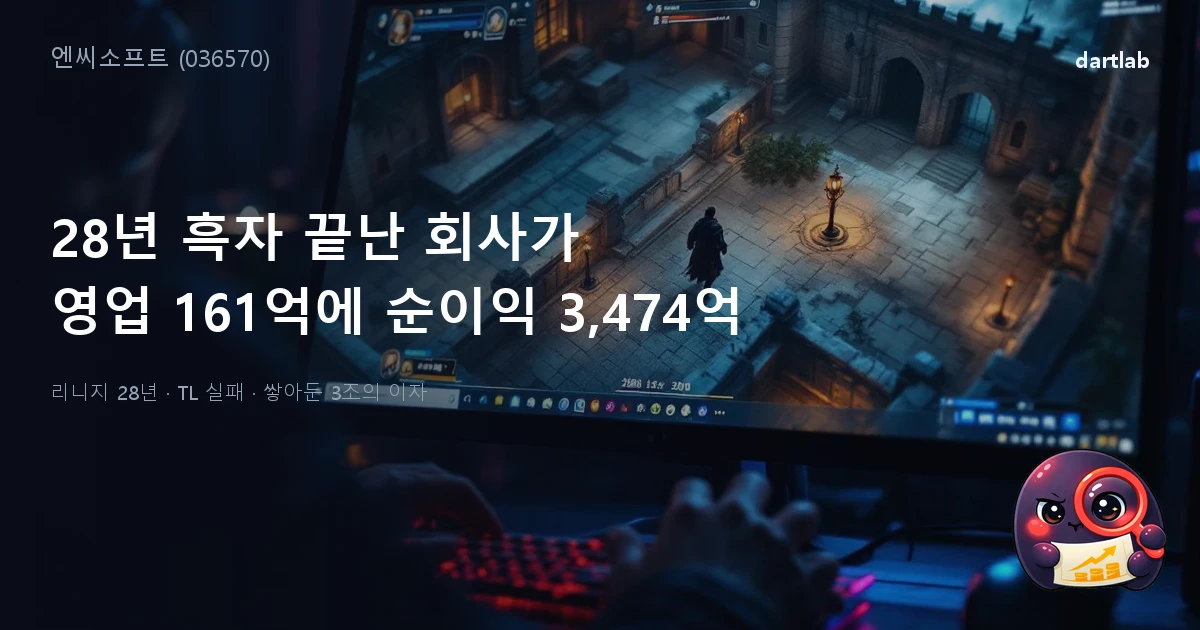 엔씨소프트 (036570) — 28년 흑자 게임사가 왜 2024년 첫 적자를, 2025년엔 영업 161억에 순이익 3,474억을 냈는가