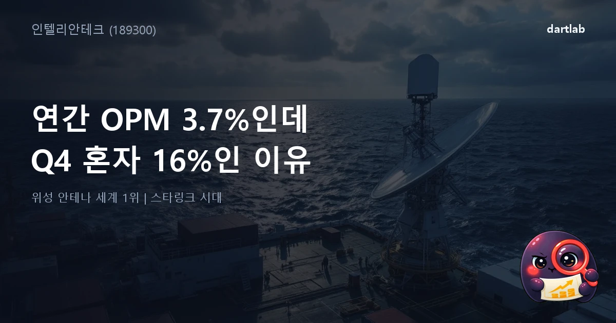 인텔리안테크 (189300) — 연간 OPM 3.7%인데 Q4 혼자 16%인 이유