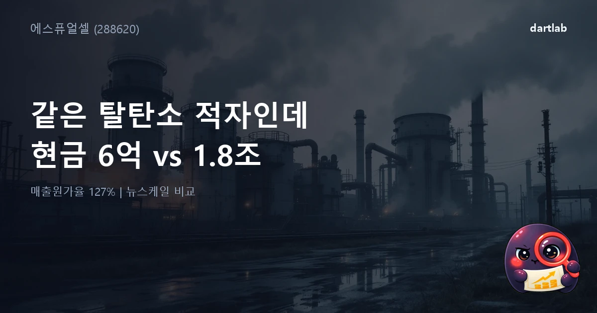 에스퓨얼셀 (288620) — 같은 탈탄소 적자인데 하나는 현금 6억, 하나는 1.8조인 이유