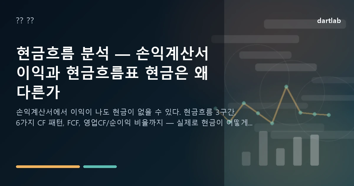 현금흐름 분석 — 손익계산서 이익과 현금흐름표 현금은 왜 다른가