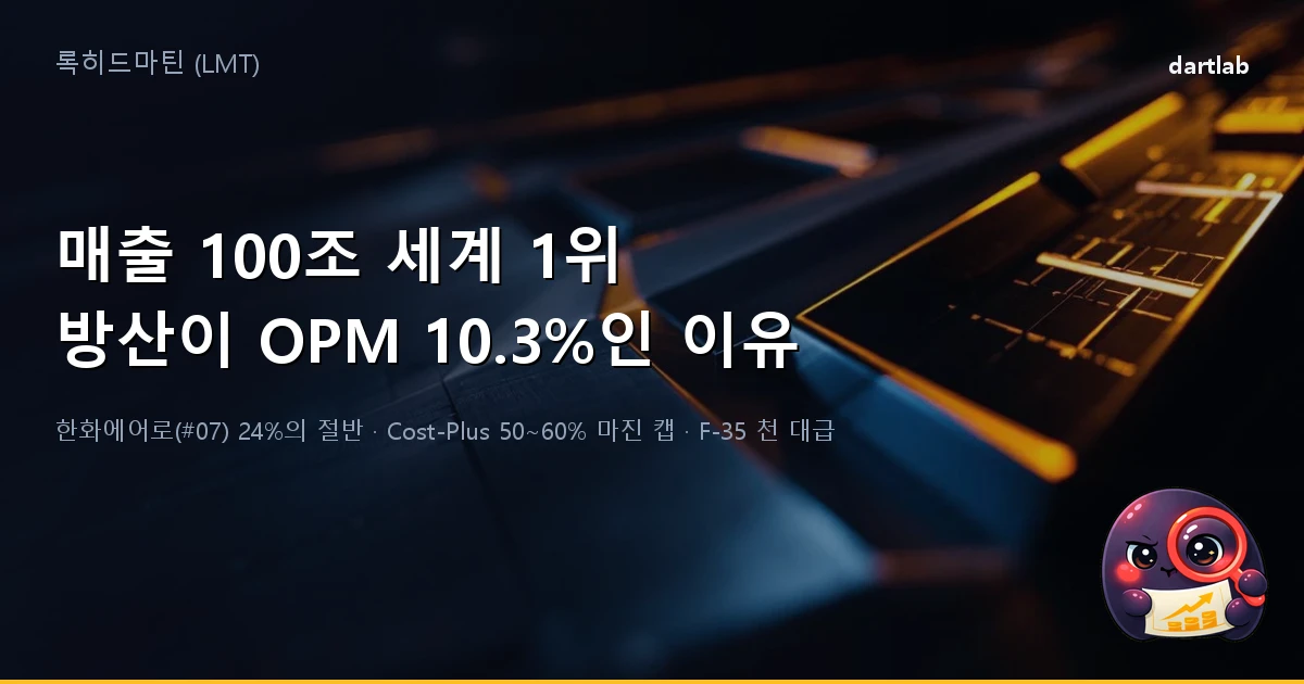 록히드마틴 (LMT) — 매출 100조 세계 1위 방산이 영업이익률 10.3%인 이유